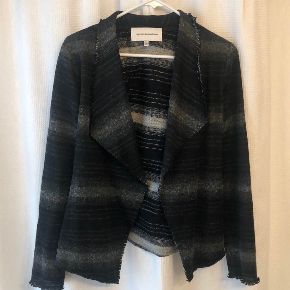 Cashmere Black and Grey Sweater Blazer